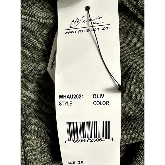 NY Collection Top Twist Front Keyhole Neckline Heathered Olive Green W US 2X NWT - Picture 10 of 12